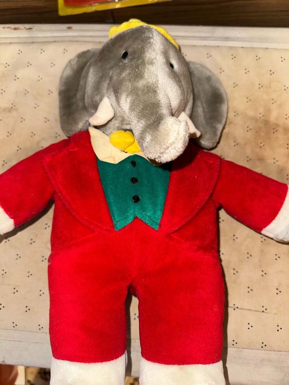 Gund King Babar Elephant Plush Red Tuxedo Crown 14 In